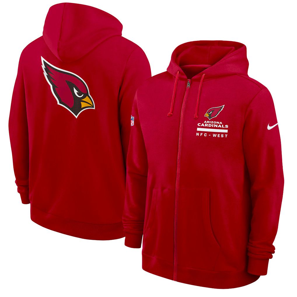Men 2026 NFL Arizona Cardinals zip-up hoodie red 01